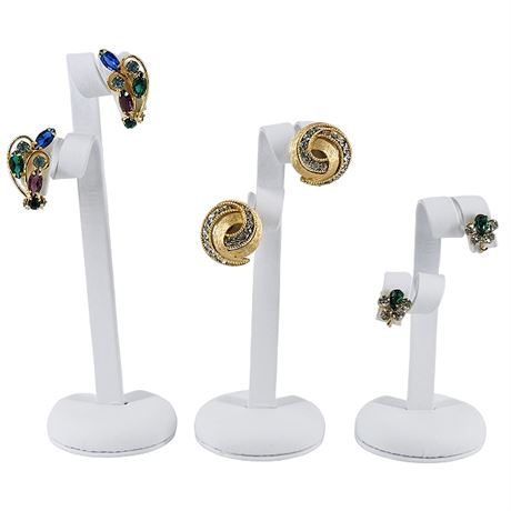 Three Pairs Vintage Rhinestone Clip/Screwback Earrings incl. CROWN TRIFARI