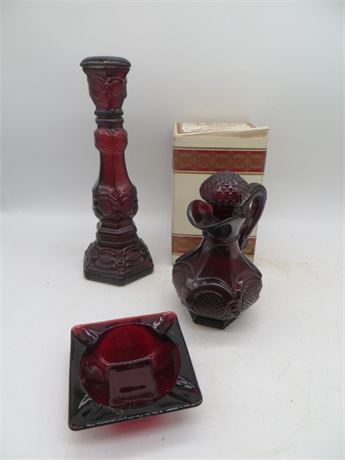 AVON CAPE COD CANDLE STICK, CRUET & ASHTRAY