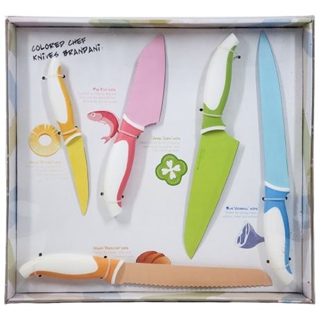 Brandani Inox Italian Style 5 Piece Multi Color Knife Set, New in Box