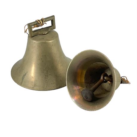 Pair Vintage Brass Cow Bells