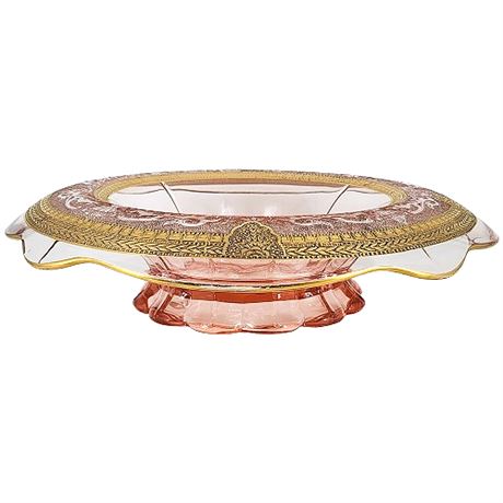 Duncan Miller Lotus "Gothic Plantagonet" Pink Glass Rolled Edge Console Bowl