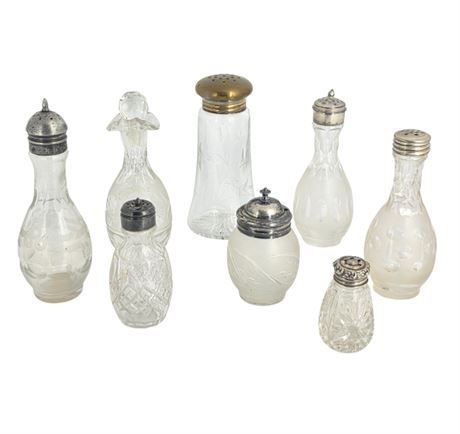 Victorian Era, Etched glass & ABP, Condiment Bottles