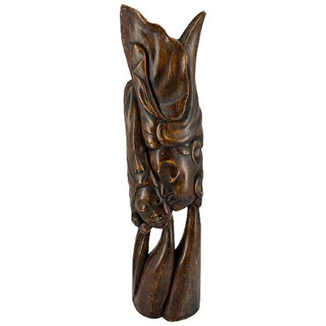 Hand Carved Indonesian Wooden Lovers Statue