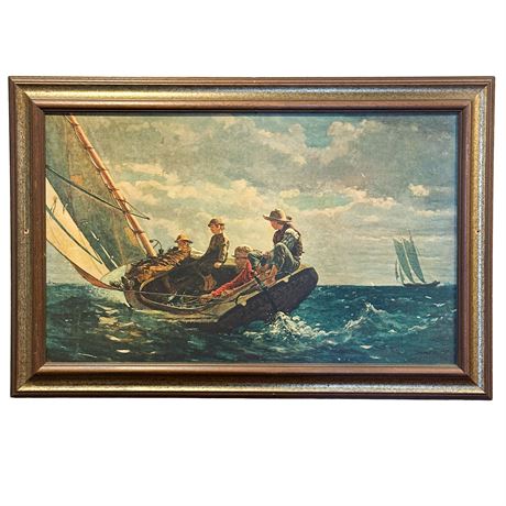 Vintage Framed Canvas Print "Breezing Up(A Fair Wind)" by Winslow Homer
