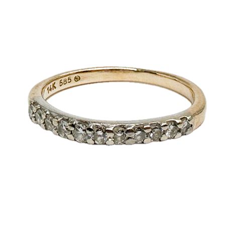 14K 585 White & Yellow Gold Diamond Band Ring