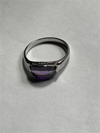 Vintage amethyst silver plate ring