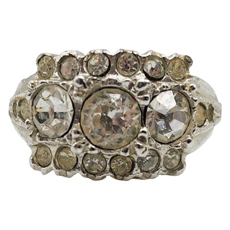 Vintage UNCAS Sterling Silver Shank Rhinestone Ring, Sz 6.75