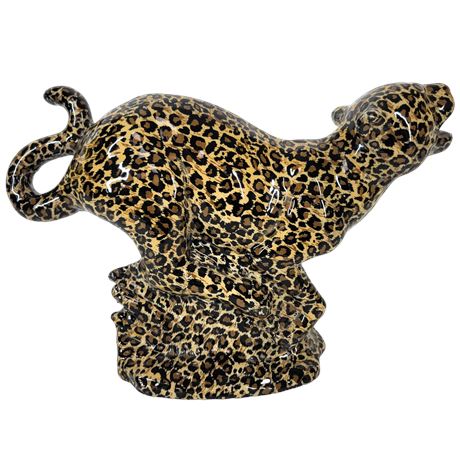 Vintage Ceramic Leopard Sculpture