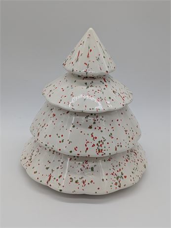 Vintage 1970s Ceramic Speckled Tree Cookie Jar