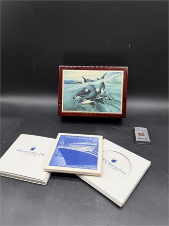 Orca Whales Treasure Box, Holland American Coasters