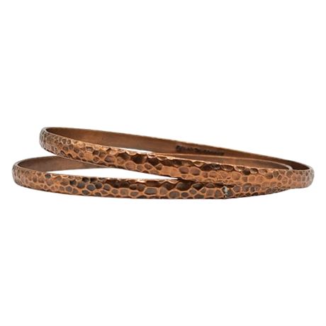 Vintage BELL TRADING Hammered Copper Bangle Bracelets, Pair of 2