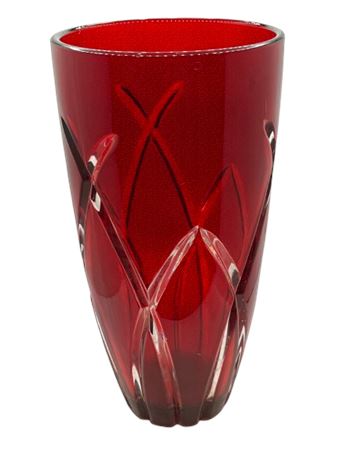 Beautiful crystal ruby, tall vase