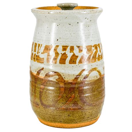 Vintage Artisan Made Hand Thrown Stoneware Lidded Pot