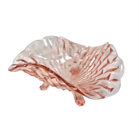 Large Pink Depression Glass 3-Footed Basket