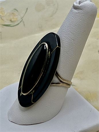 Size 9 black onyx silver ring
