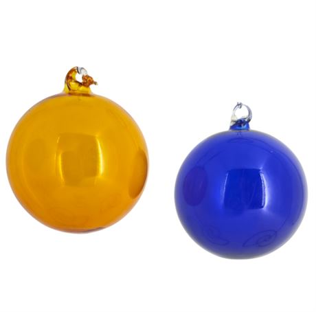 Two Hand-blown Glass Ornaments