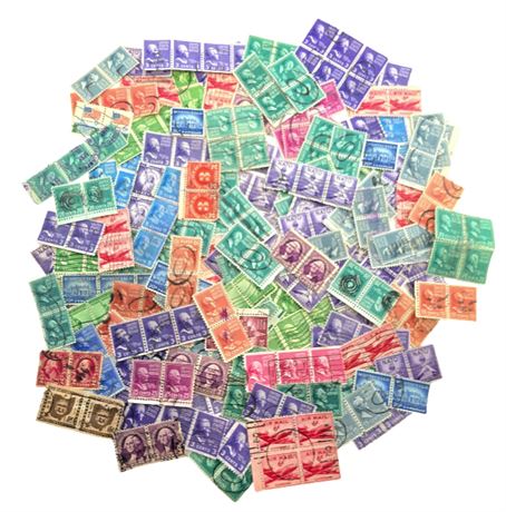 Lot of U.S. Stamps - Pairs, Strips, & Blocks - Most Cancelled