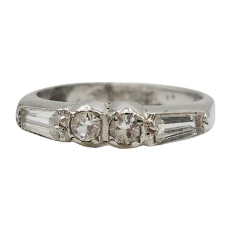 Vintage Sterling Silver CZ Band Ring, Sz 5