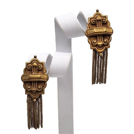 Victorian Revival Tassel Clip Earrings