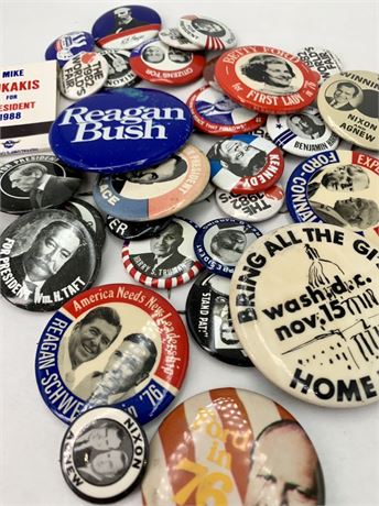 Large Vintage US Presidential Election Button Pin & Match Book Lot