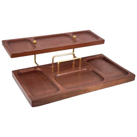 Vintage Shields Solid Mahogany Men's 2-Tier Valet