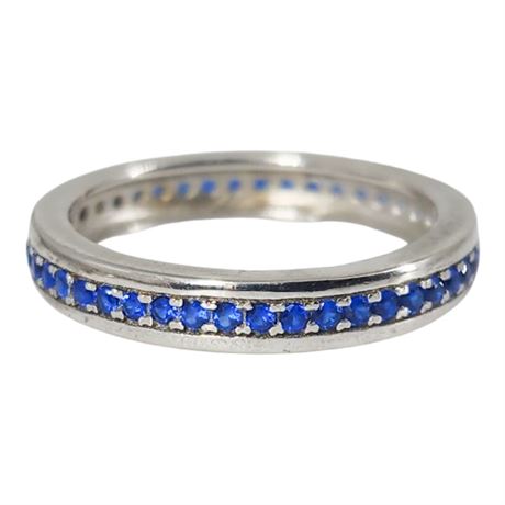 Sterling Silver Royal Blue Spinel Infinity Band Ring, Sz 6