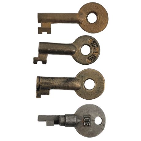 Brass Railroad Keys - Lot of 4