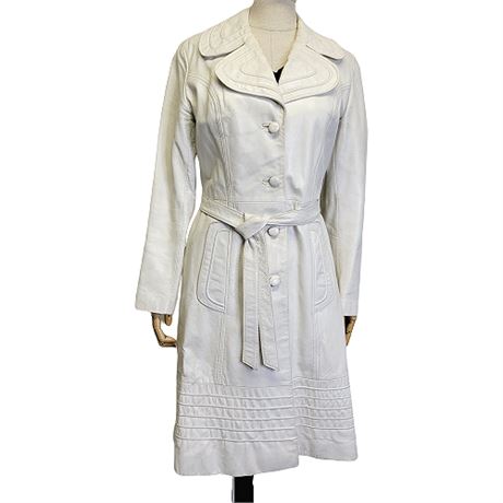 Vintage LILLI ANN San Francisco White Leather Trench Coat