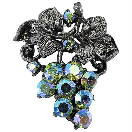 Vintage Aurora Borealis Rhinestone Grapes Brooch