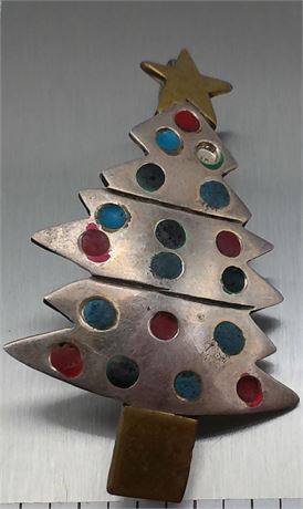 Sterling Silver Christmas Tree Pin/Pendent "Mexico"
