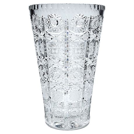 Vintage Queen Lace Heavy Cut Crystal Hobstar Flower Vase