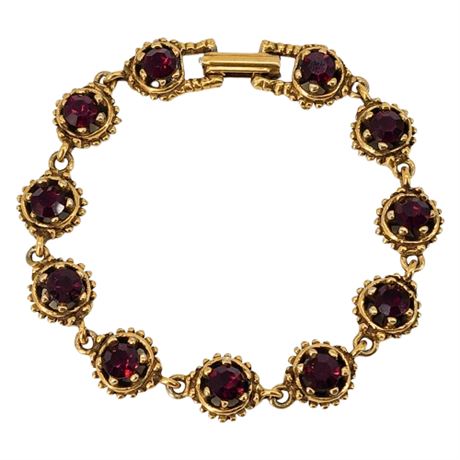 Vintage Deep Red Rhinestone Bracelet
