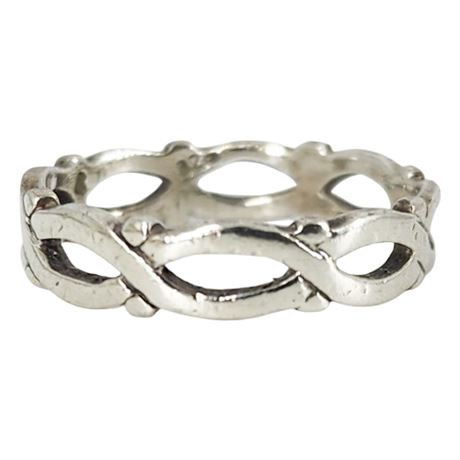 Vintage Sterling Silver Openwork Twist Ring, Sz 6.5