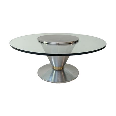 Contemporary Glass and Metal Coffee Table