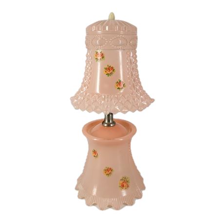 Vintage Pink Depression Glass Boudoir Lamp