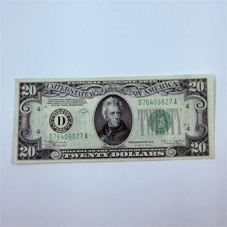 AU/UNC 1934 $20 Bill