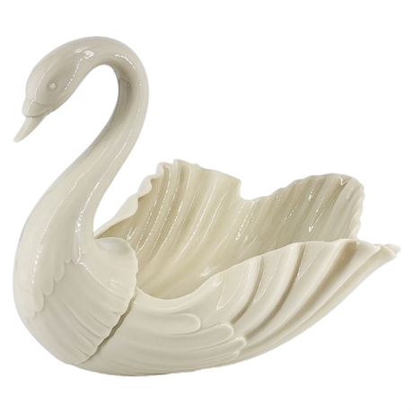 Vintage LENOX 9" Swan Form Bowl w/ Open Tail, Gold Stamp