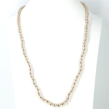 Stamped Miriam Haskell Necklace with Faux Freshwater Pearls and Patent Stamp