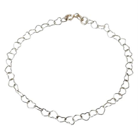 Vintage MARSALA Sterling Silver Heart Link Chain Bracelet
