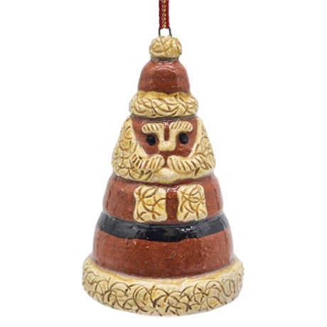 Vintage 1989 Karen Cahill Terra Cotta Pottery Santa Claus Ornament