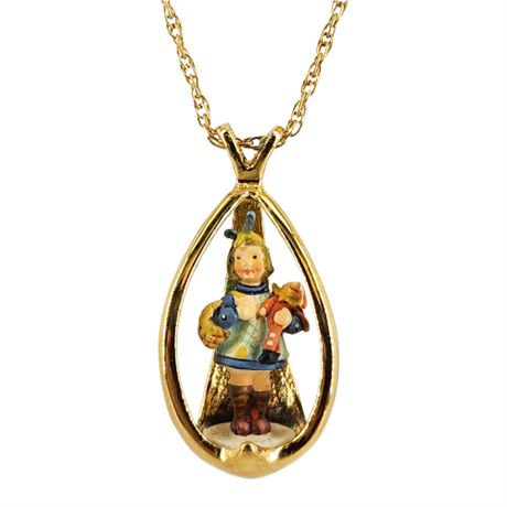 Vintage Goebel Collectors' Club Gold Over Sterling "What Now" Hummel Necklace