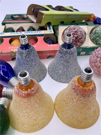 48 NOS & Vintage Christmas Tree Light Colored Glass Bulbs