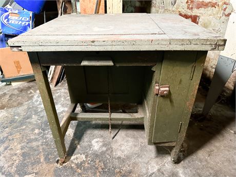 Oak Painted Industrial Table