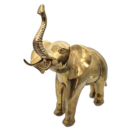Large 14" Vintage Brass Elephant Figurine