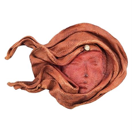 Vintage Handmade Molded Leather Goddess Face Scarf Brooch