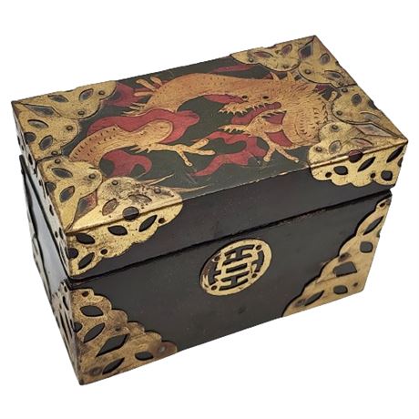 Japanese Lacquer Dragon Playing Cards Box