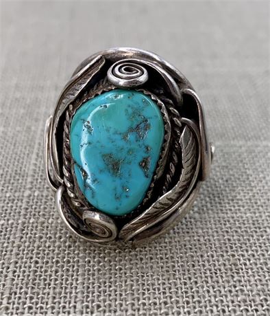 Superb 16 Gram Navajo Sterling & Turquoise Men’s Ring