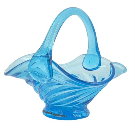 VTG Pressed Glass, Blue Basket