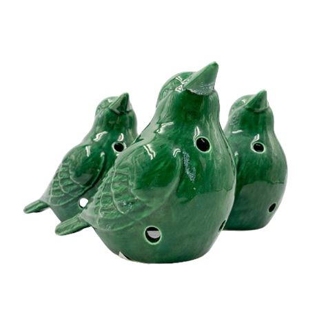 Green Ceramic Bird Votive Candle Holder Lot