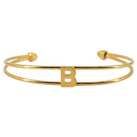 Signed Vintage CROWN TRIFARI Gold Tone "B" Monogram Cuff Bracelet